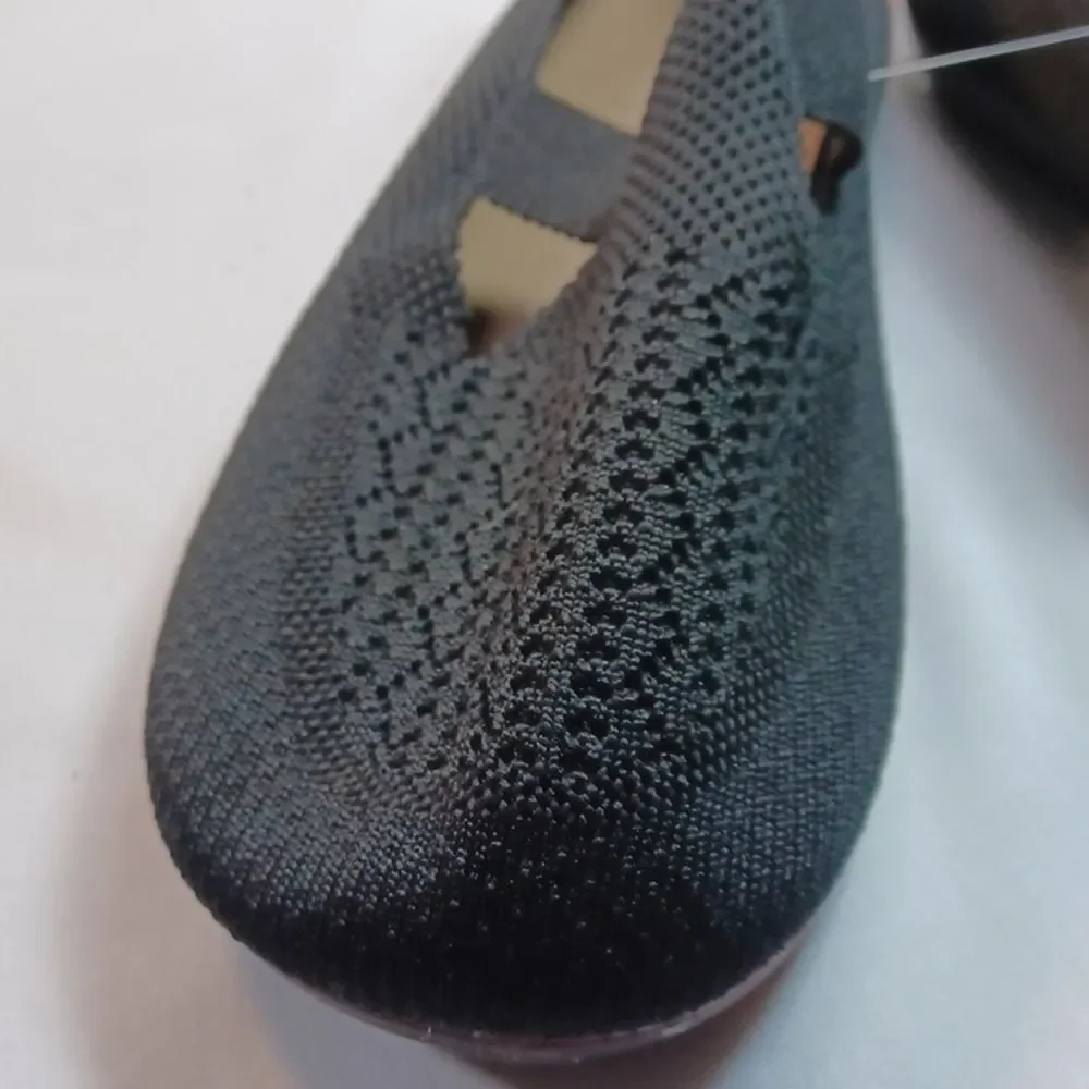 Women's European-Style Cotton Knit Mary Janes Loafers Black New 40 -10 m